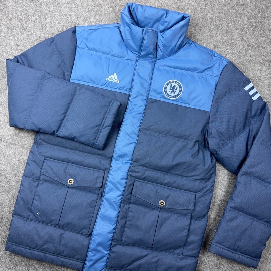 Chelsea Fc Adidas Puffer Jacket Mens Small Blue Down Insulated Winter Y2k Soccer